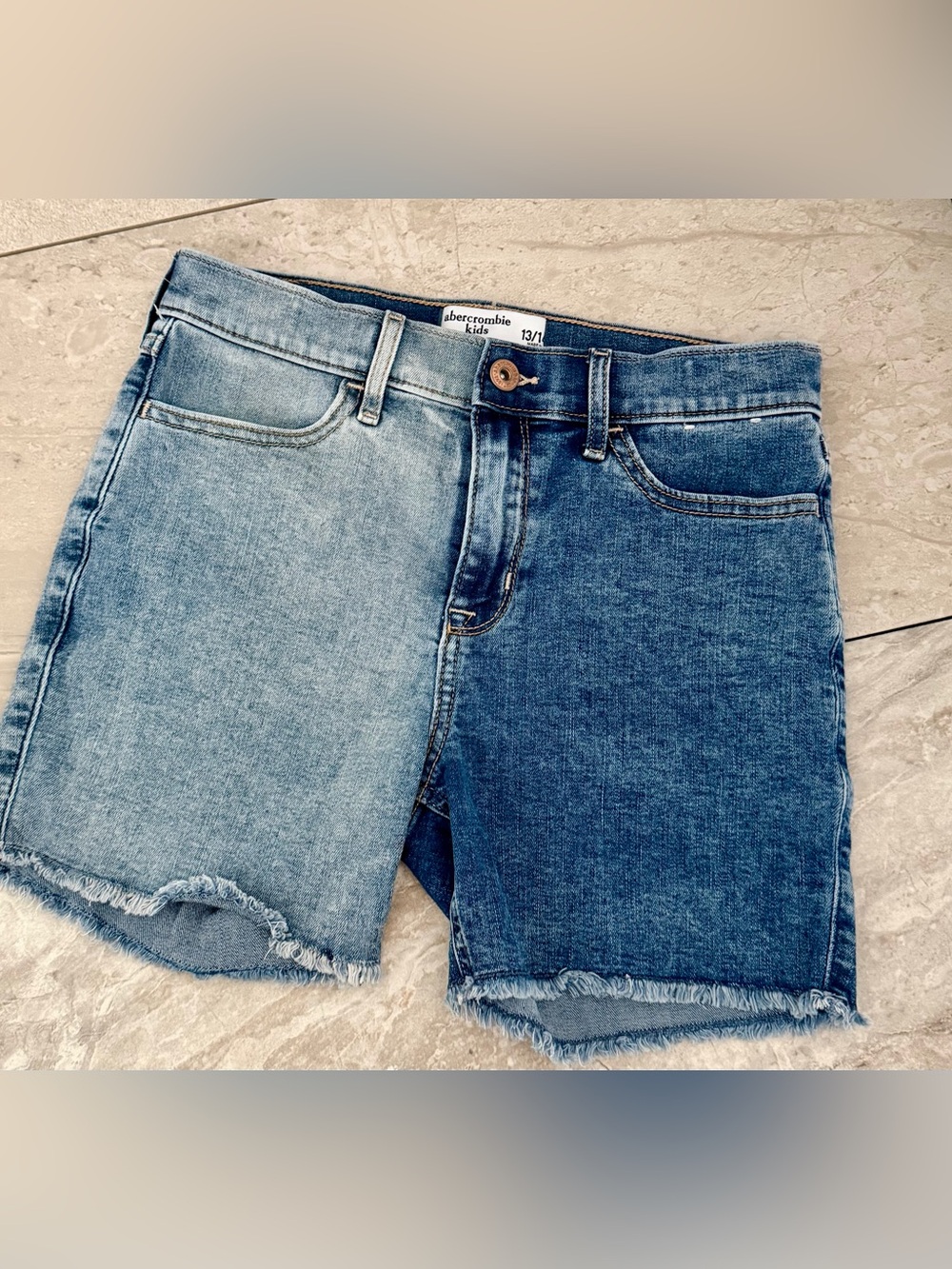 Abercrombie & Fitch Two-Tone Denim Shorts - Light Blue & Dark Blue